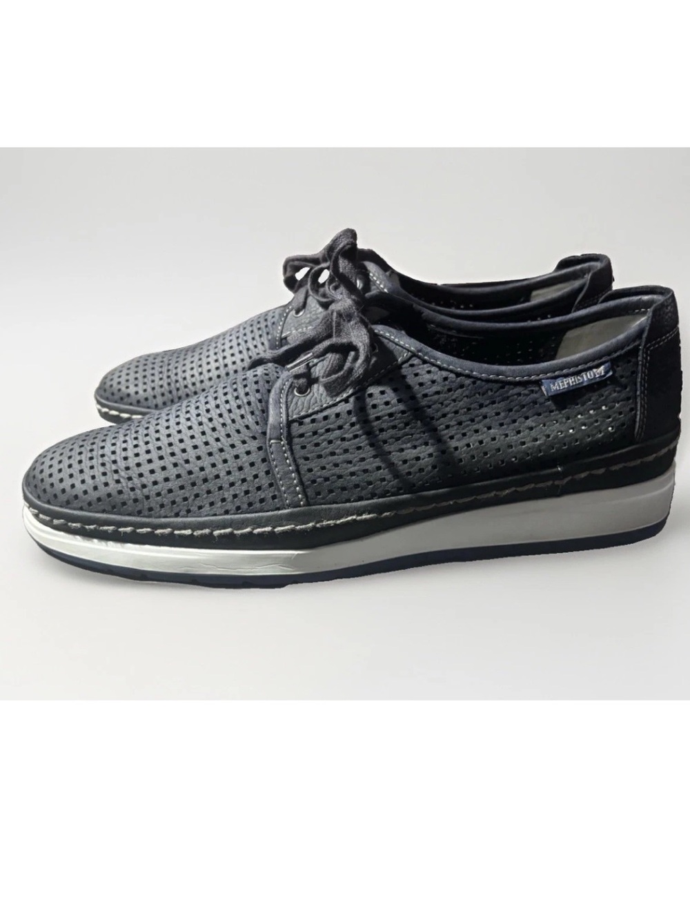 Mephisto Men's Perforated Lace-Up Sneaker - navy blue
